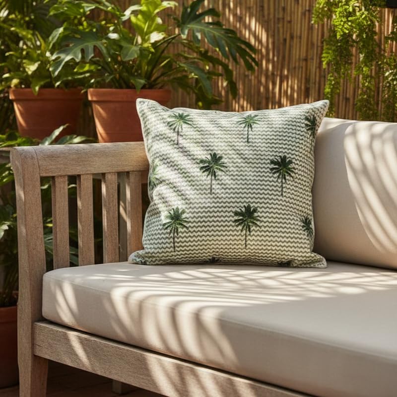 Image of Tropical Jungle Decorative Cushion Cover for Sofa & Living Room, Throw Pillow Cover, Hidden Zipper, Pack of 1