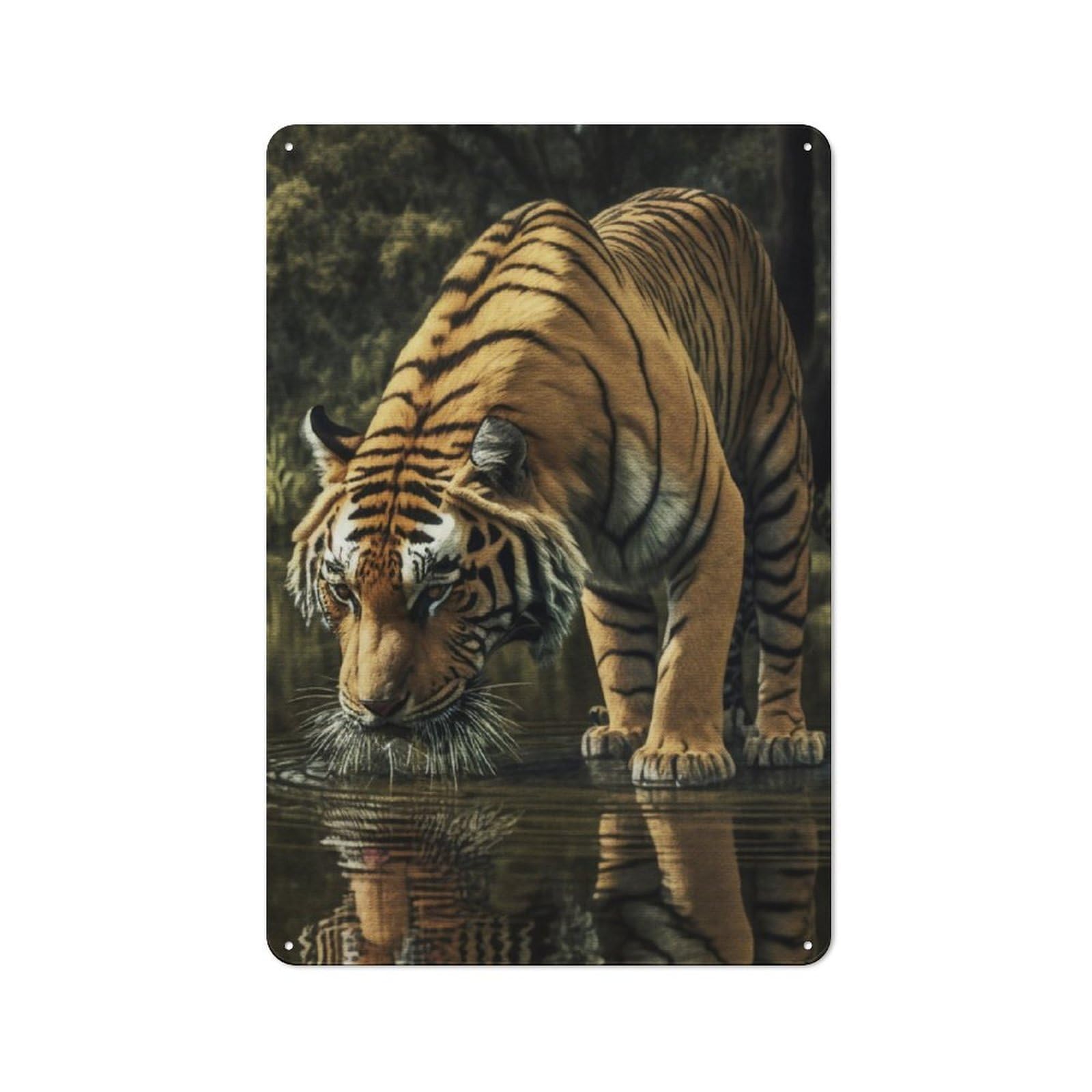 Junmoney Tiger Portrait Retro-Style Metal Plaque 30X20cm For Kitchen Or Home Bar, Gift For Home Bar Enthusiasts During The Christmas Season