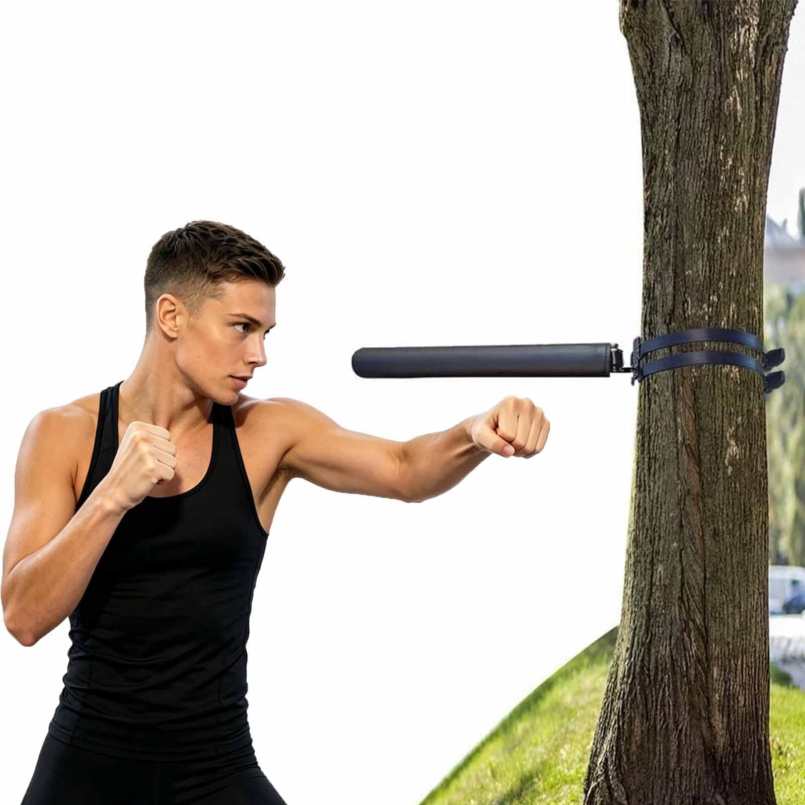 Boks spinningowy z regulowaną wysokością, w zestawie smoczek Wing Chun, długość 51 cm, średnica 6,5 cm, odporny na zużycie, idealny do treningu na drzewach i miękkich przedmiotach