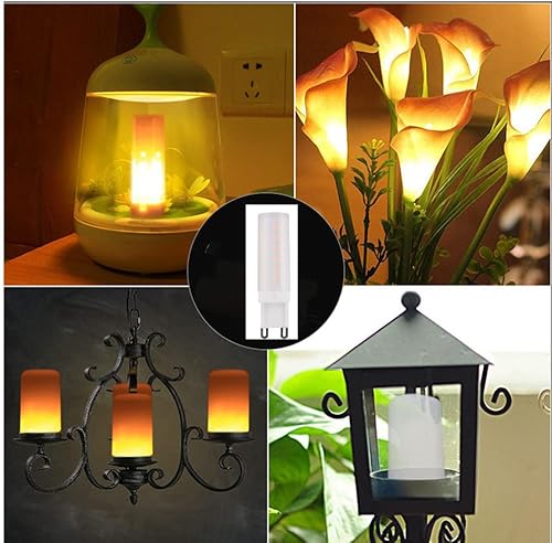 Miniatura 3 de Paquete de 6 bombillas LED G9 con efecto de llama, 5 W, 85 a 265 V, 380 lúmenes, bombillas de llama, bombilla de fuego, bombilla LED flameante Flickr