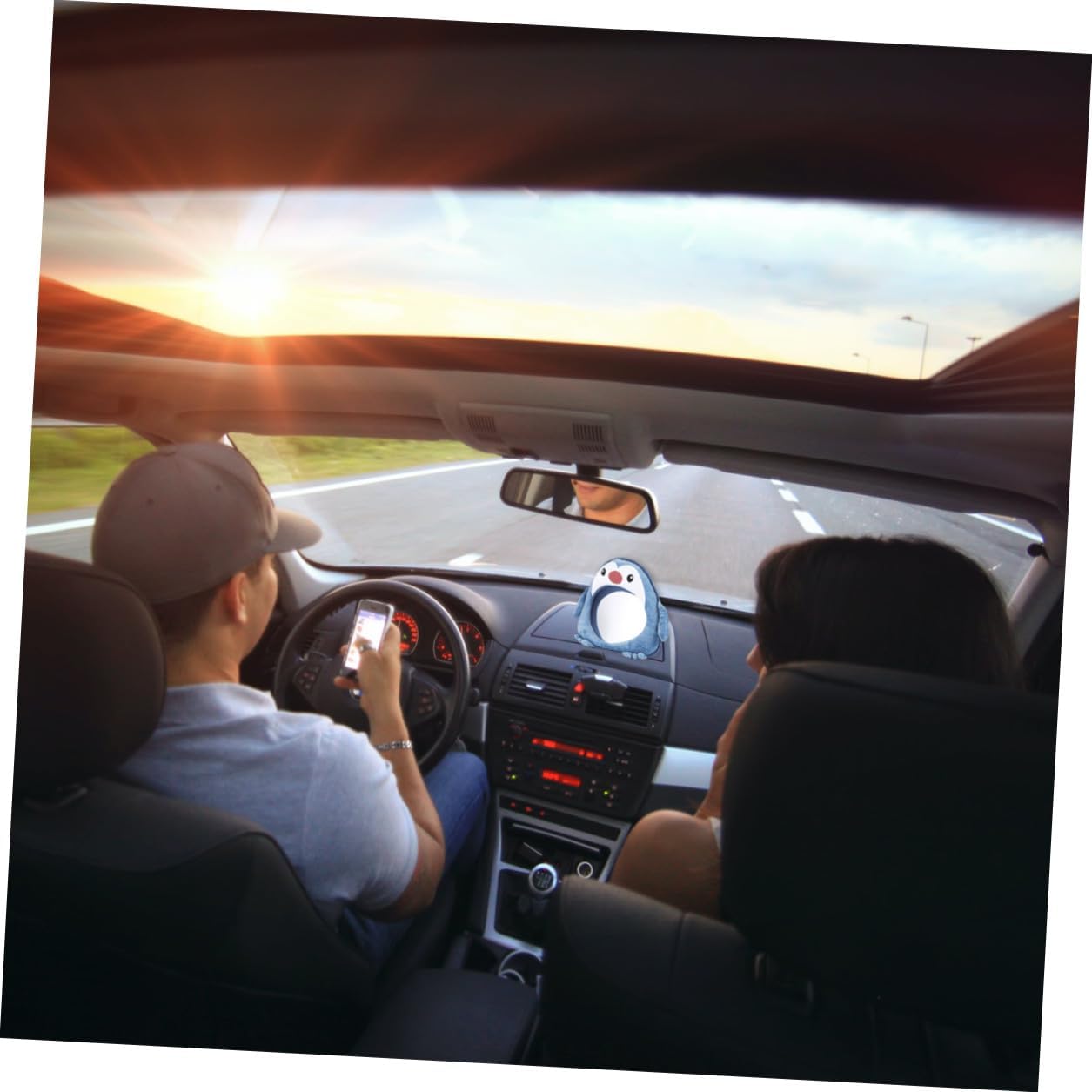 Penguin Shaped Rearview Mirror Blind Spot Mirror Backseat Observation for Car Interior Travel