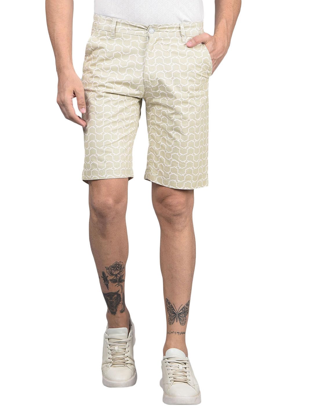 crimsoune club Men's Green Printed 100% Cotton Shorts-picture-17