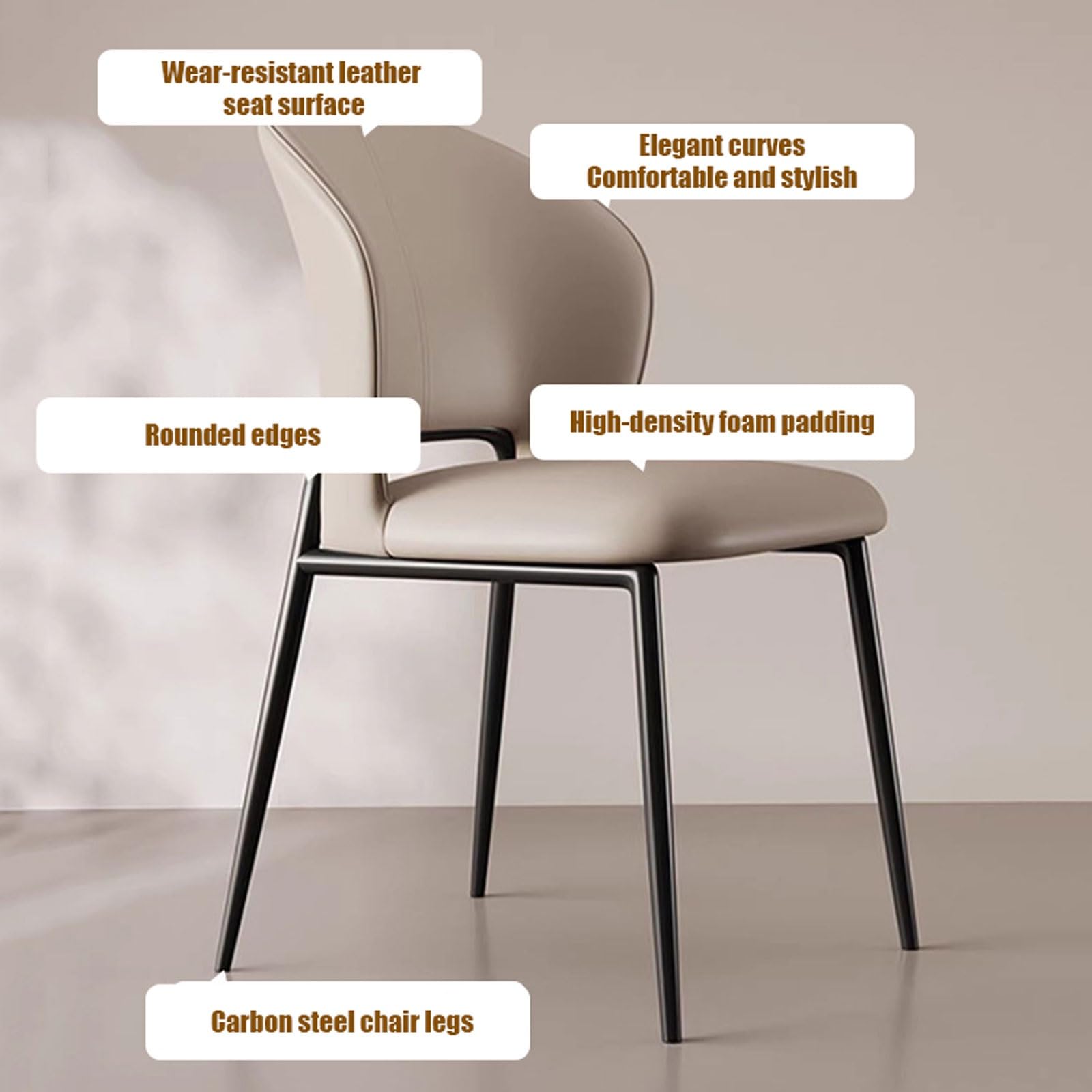 Eleganckie minimalistyczne krzesła do jadalni - tapicerowane oparcie i miękka wyściółka, idealne do kuchni i jadalni, lekki luksusowy styl (czarny)