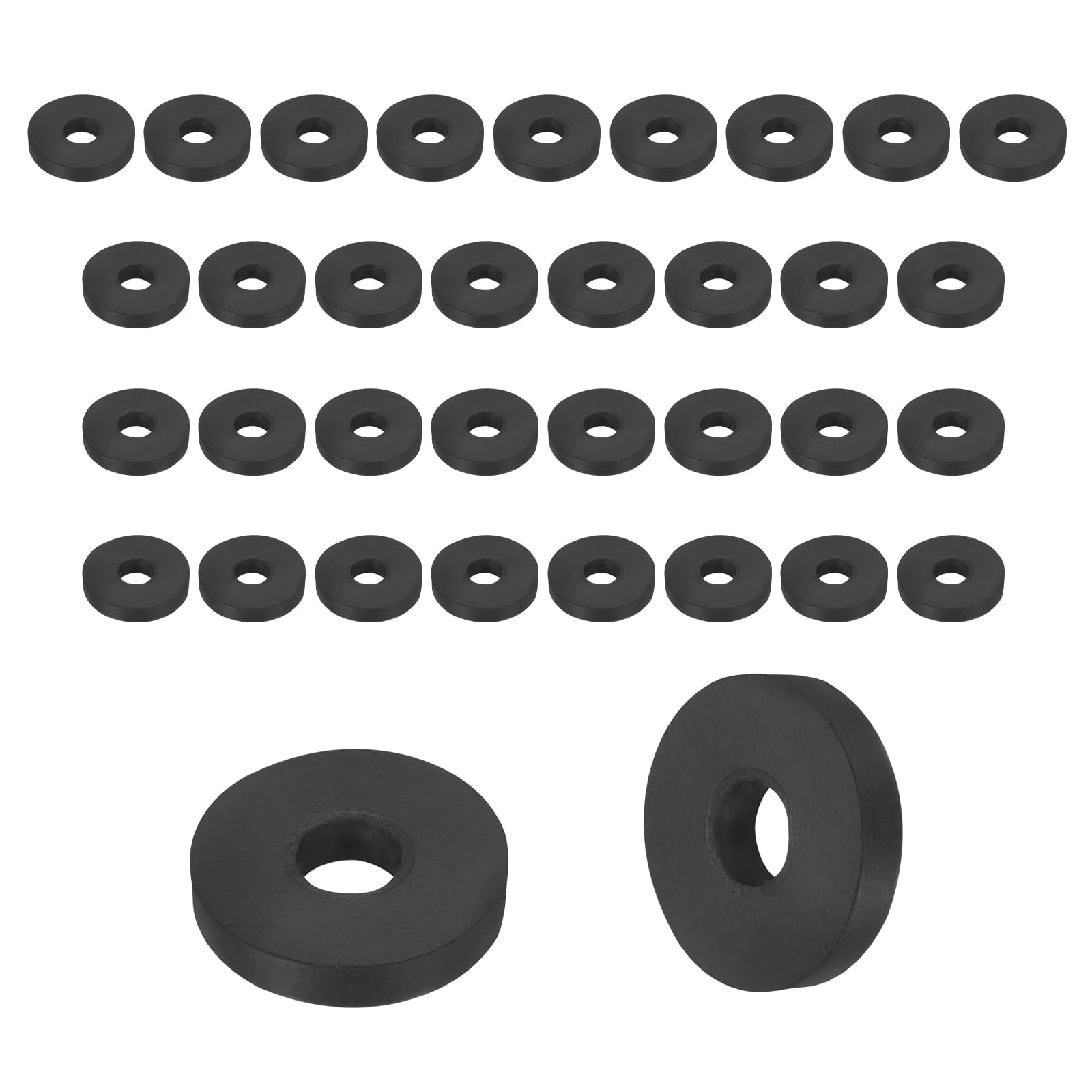 sourcing map 15Pcs Rubber Spacers, 25mm OD, 6.5mm ID, 10mm Thick Black Round Anti Vibration Rubber Pads Isolation Bushings Washer for Home Cars Boat(0.98" OD x 0.26" ID x 0.39" Thick)