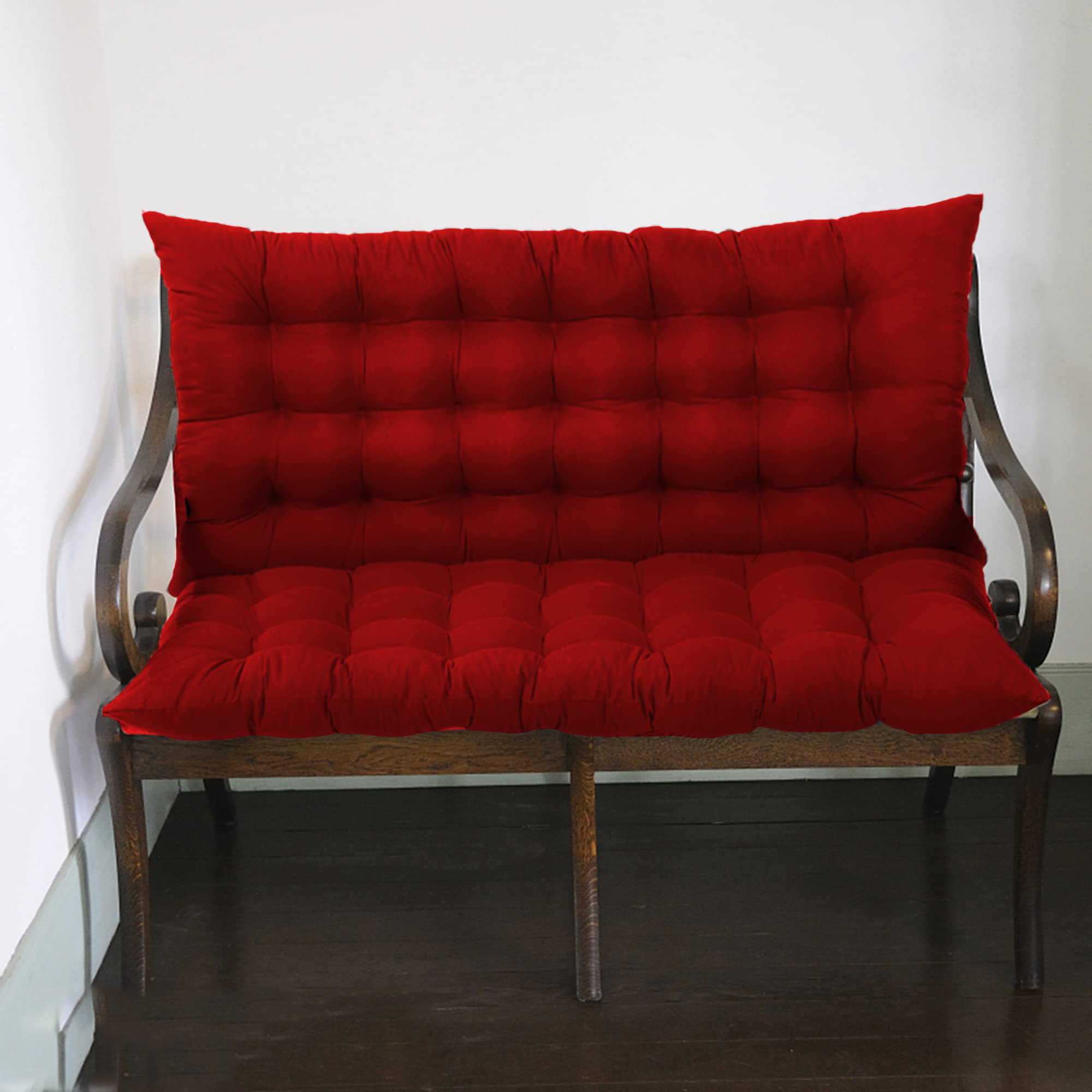 Sangles de banc de jardin avec dossier 2 ou 3 places - Coussins de rechange pour balancelle de terrasse - Utilisation intérieure et extérieure - 150 x 100 x 8 cm - Rouge