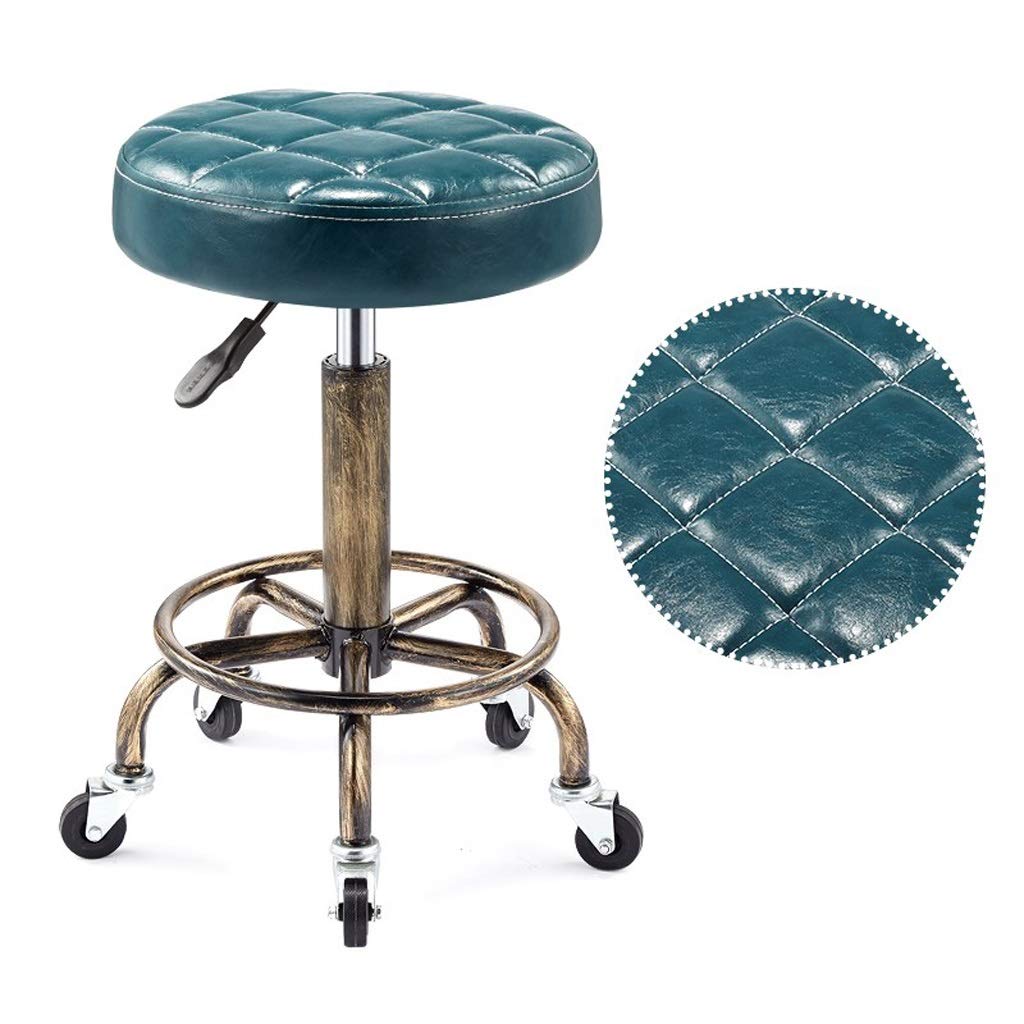 Stołek fryzjerski, specjalny stołek koła pasowego do salonów kosmetycznych, fryzjerstwo fryzjerskie, manicure, stołek do cięcia włosów Stołek piękności (Color : Blue)
