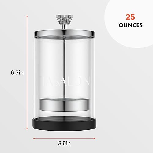 Miniatura 2 de TASALON Paquete de 1 tarro de peluquero con tapa de acero inoxidable de 25 onzas y tarro de vidrio con cesta extraíble, salón o spa de uñas