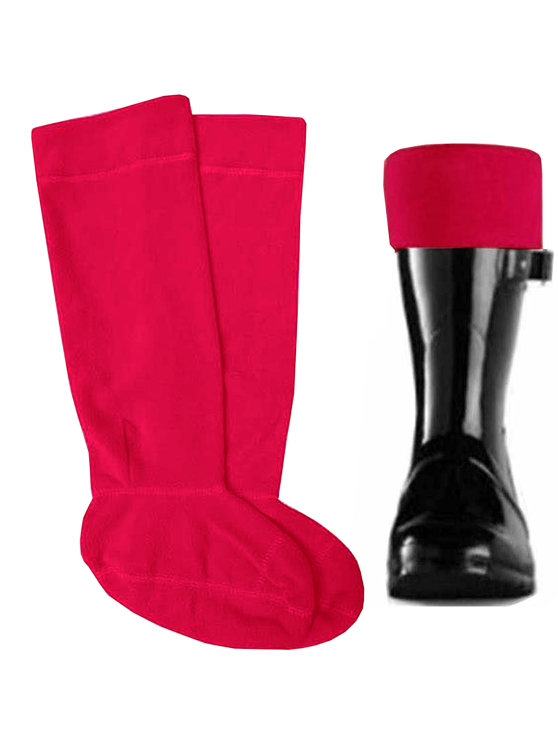 989Zé Enzo Women's Red Fleece Wellie Socks Adult Welly Wellington Boot Thermal Liners Warm Outdoor Sock One Size 4-7 (, One Size)