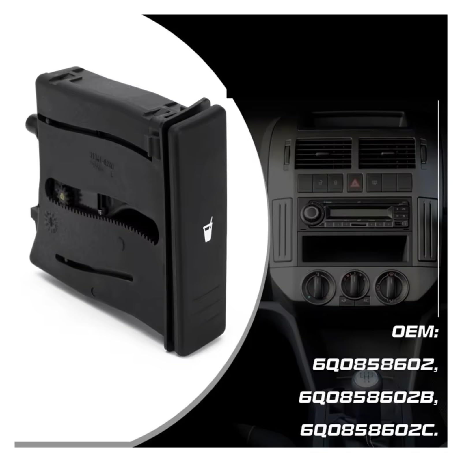 Auto Innenraum Zubehör Compatibile Con Per Polo 9N 2002 2003 2004 2005 2006 2007 2008 2009 2010 Auto Center Console Portabicchieri 6Q0858602E
