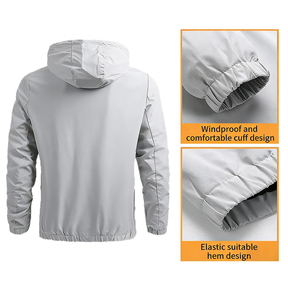 Giacca a vento leggera da uomo, in softshell impermeabile, foderata in caldo pile, per escursioni, viaggi e sci casual - 4