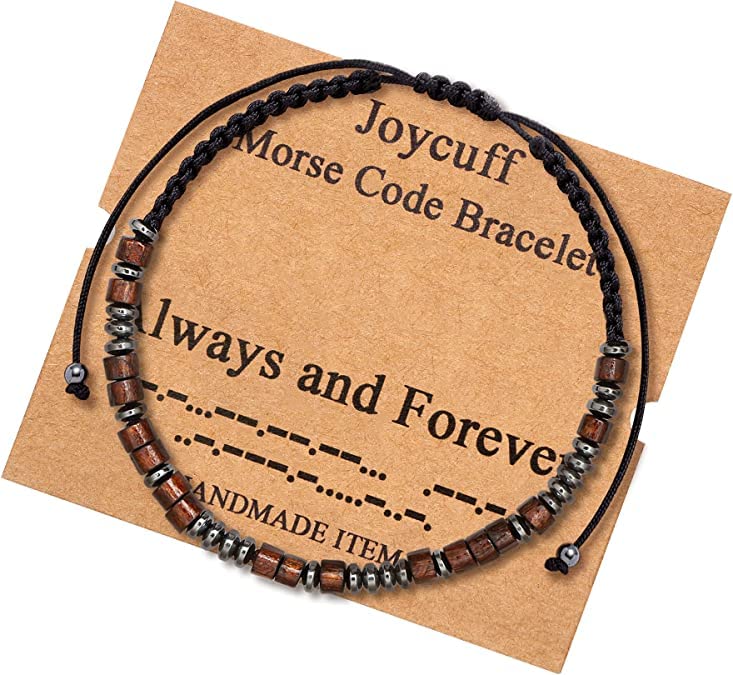 El Regalo Handmade Morse Code Unisex Bracelets- Inspirational Morse Code Adjustable Bracelets for Girls Boys Men Women (Always & Forever) (B0BKKLGM32) Amazon Price History, Amazon Price Tracker
