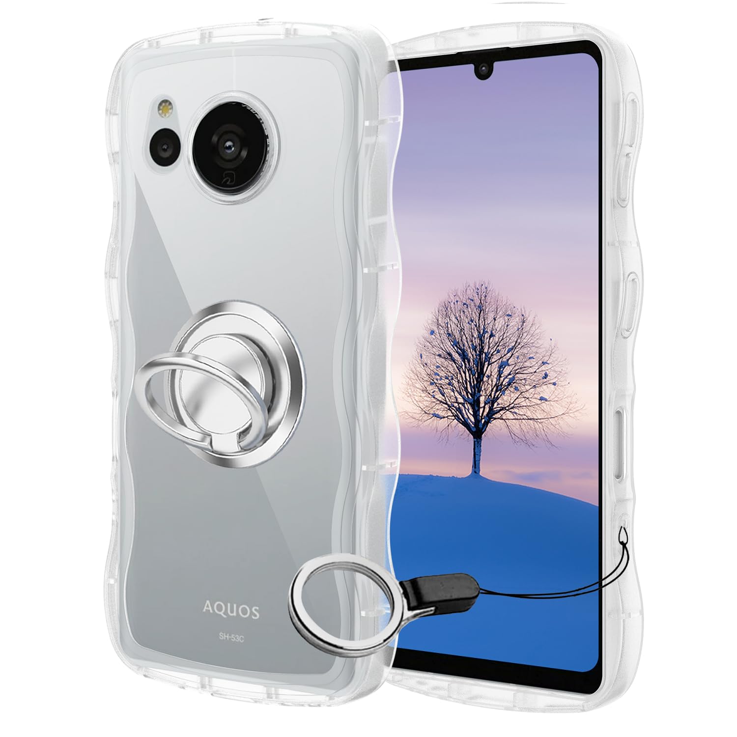 Amazon.co.jp: AQUOS sense7 ケース クリア ウェーブ リング付き SH 
