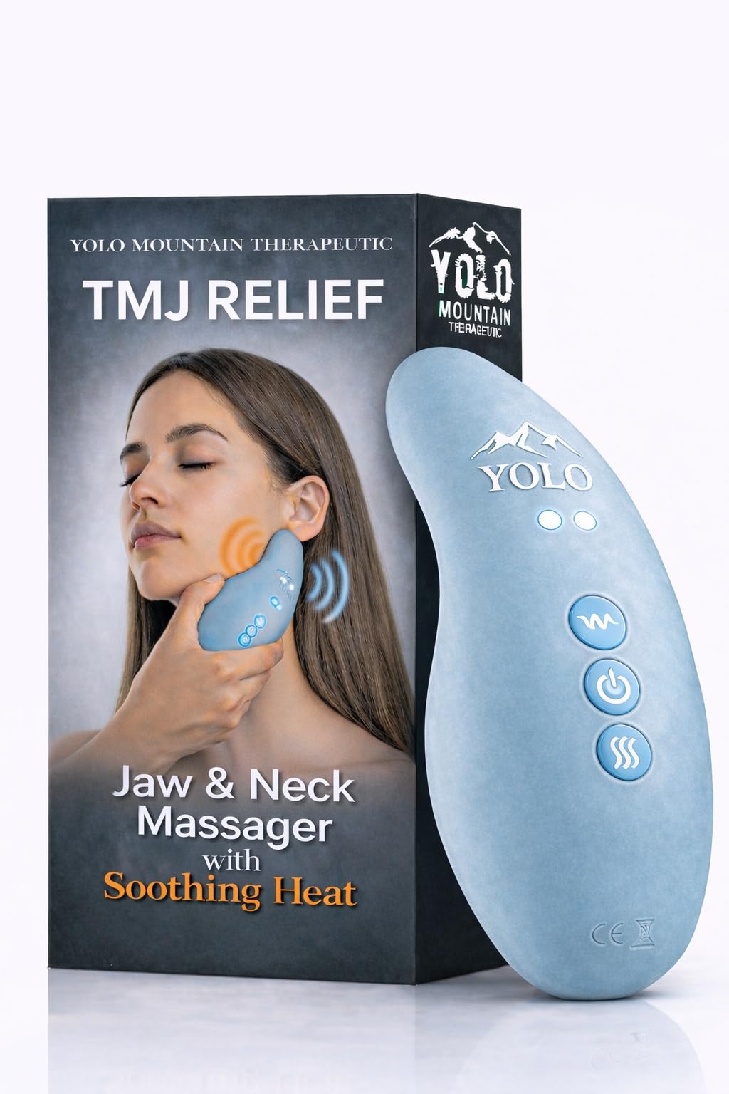 TMJ Relief Products Jaw Massager w/ Soothing Heat, Patented TMJ Massage Tool w/10 Gentle Vibration Modes, Eases TMJ Jaw & Neck Pain, Stiffness, Tension, Headaches, Migraine Relief