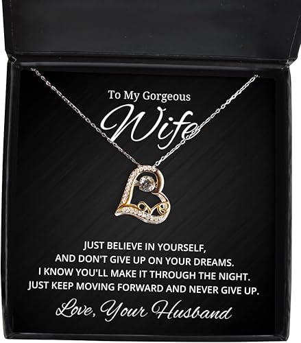 to My Gorgeous Wife Love Dancing Necklace, Just Believe in Yourself and Don't Give Up On Your Dreams, Best Birthday Gifts, Engagement Gifts, Wedding