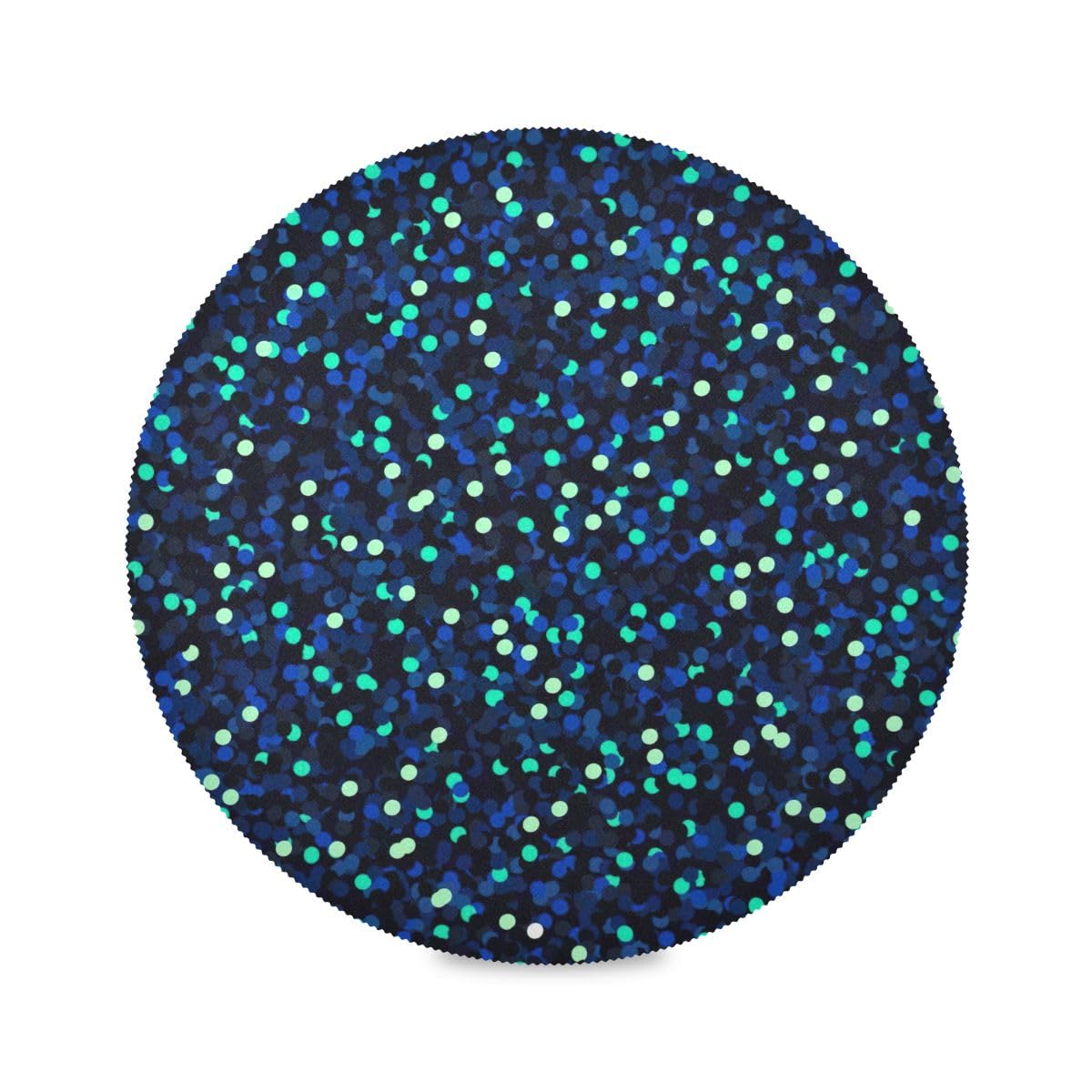 Night Blue Glitter Navy Round Placemat, Placemats Non Slip, Thick Circle Placemats, Outdoor Washable Placemats
