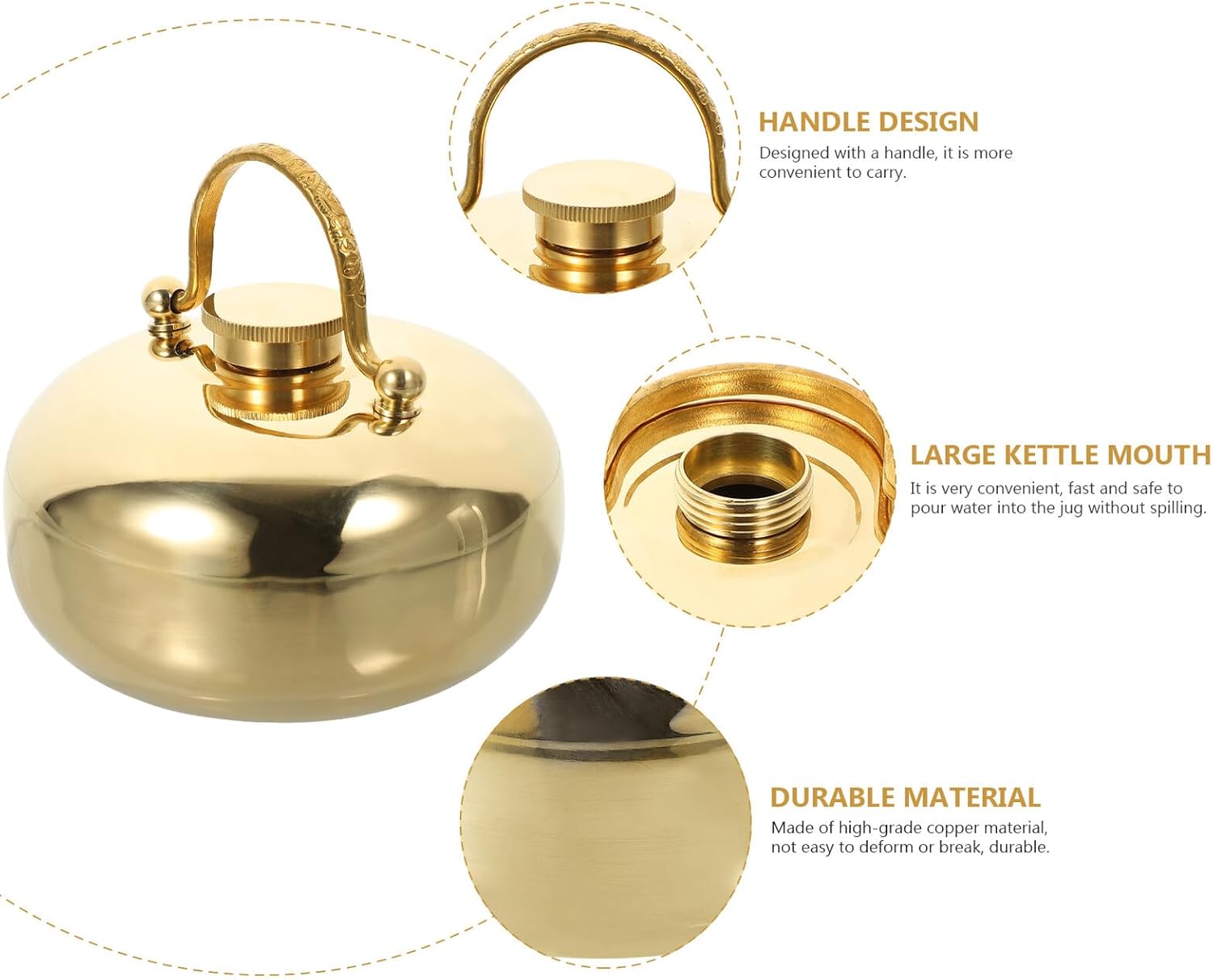 Abaodam Copper Hot Water Hand Warmer and Feet Warmer 1.1mm Thick Refillable Metal Hot Water Stove for Winter Outdoor Camping and Home Use Random Color
