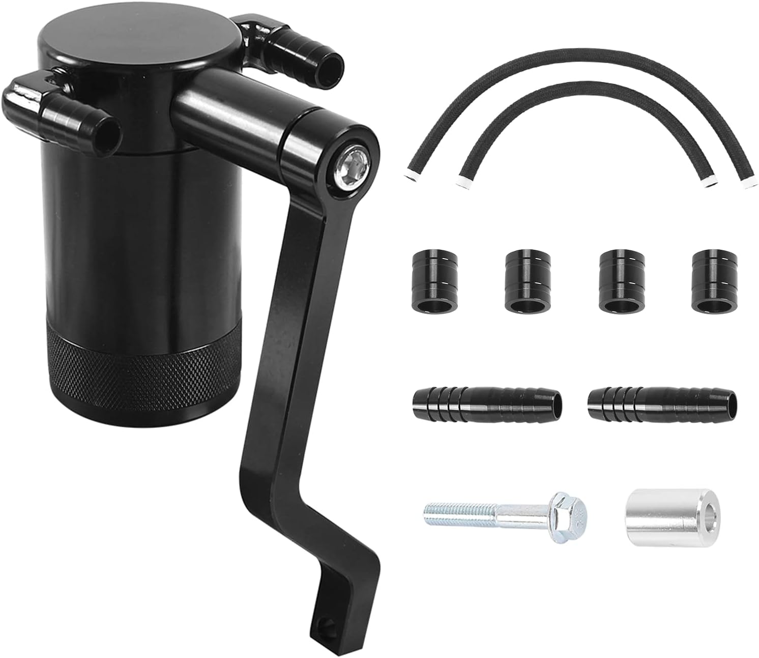 Billet Catch Can Air Oil Separator Z-Bracket Technology Compatible with Chrysler Dodge Charger Challenger 2011-2021 6.4 L Black