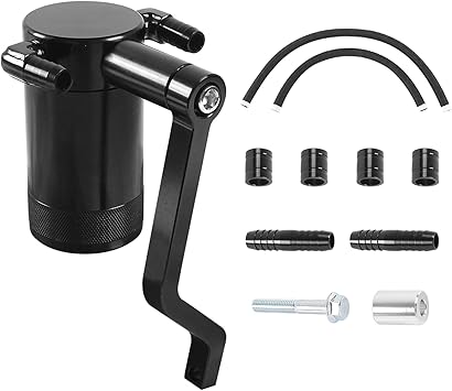 Billet Catch Can Air Oil Separator Z-Bracket Technology Compatible with Chrysler Dodge Charger Challenger 2011-2021 6.4 L Black