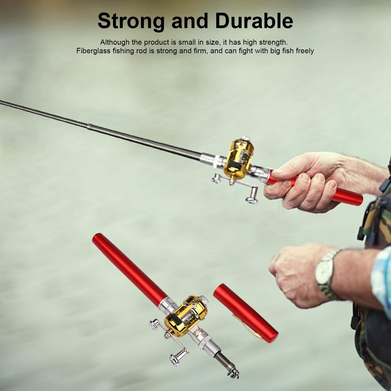 Amazon | ペン型ロッド スピニングリール 釣りロッド 魚竿 アルミ合金 