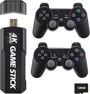 Wireless Retro Game Console, TV 4K Home Video Game Console with Dual Wireless Controllers Plug & Play Video Game Stick, 40+ Classic Emulators High Definition HDMI Output Adults Kids Gift (128)