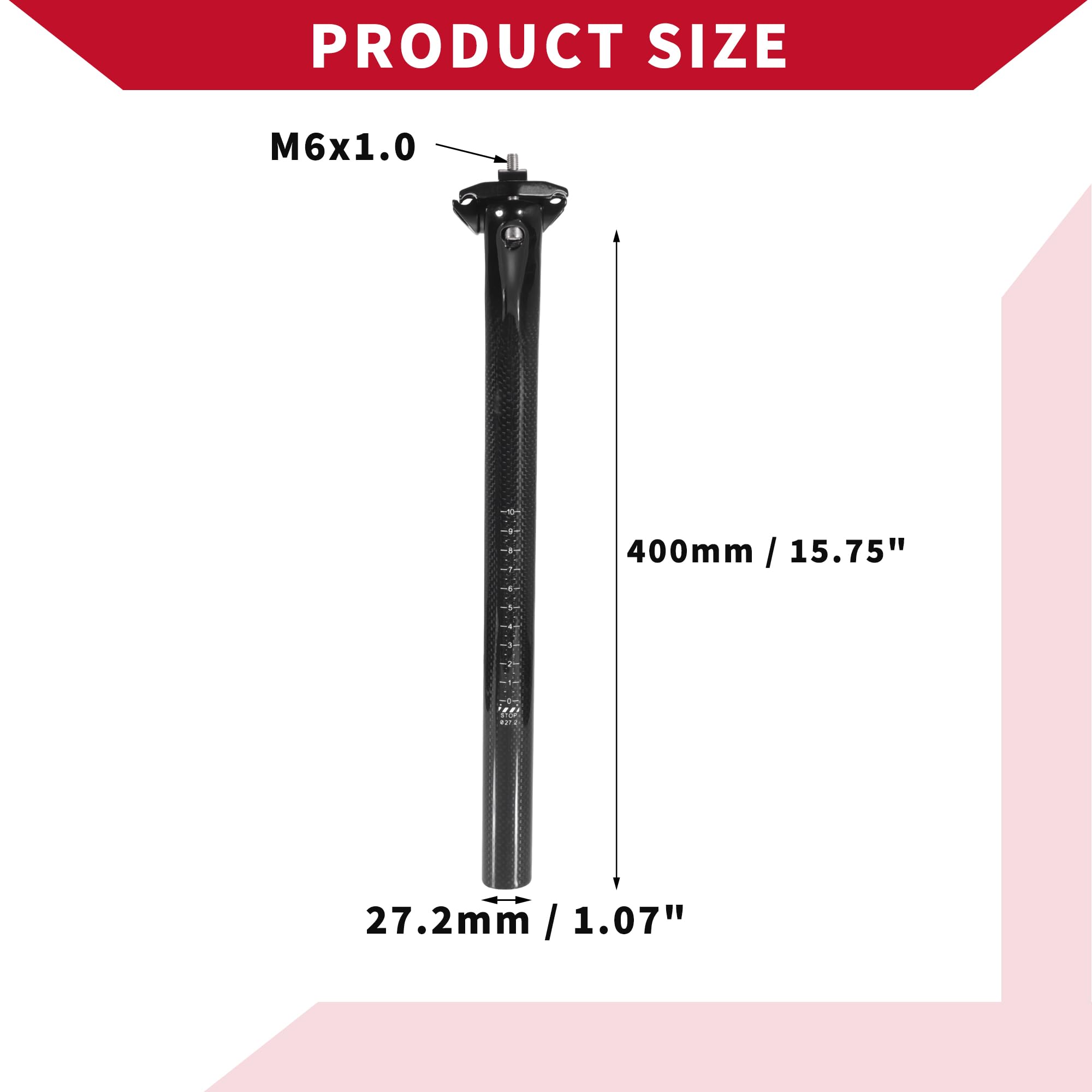 Reggisella Nero Lucido 1 Pezzo Per Bicicletta 27.2x400mm