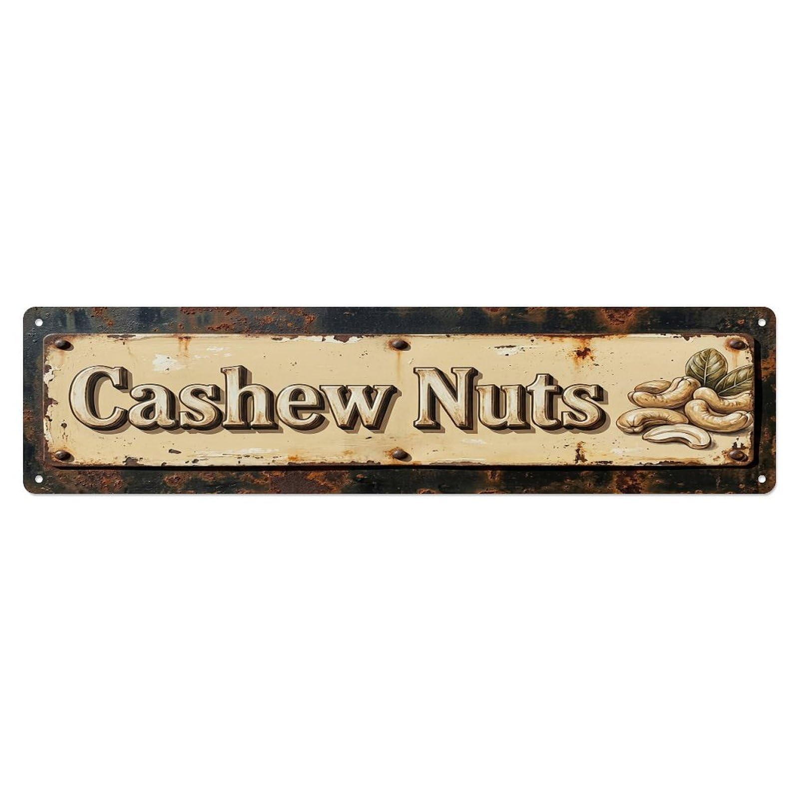 Vintage Cashew Nuts Creamy Farmhouse Metal Tin Sign