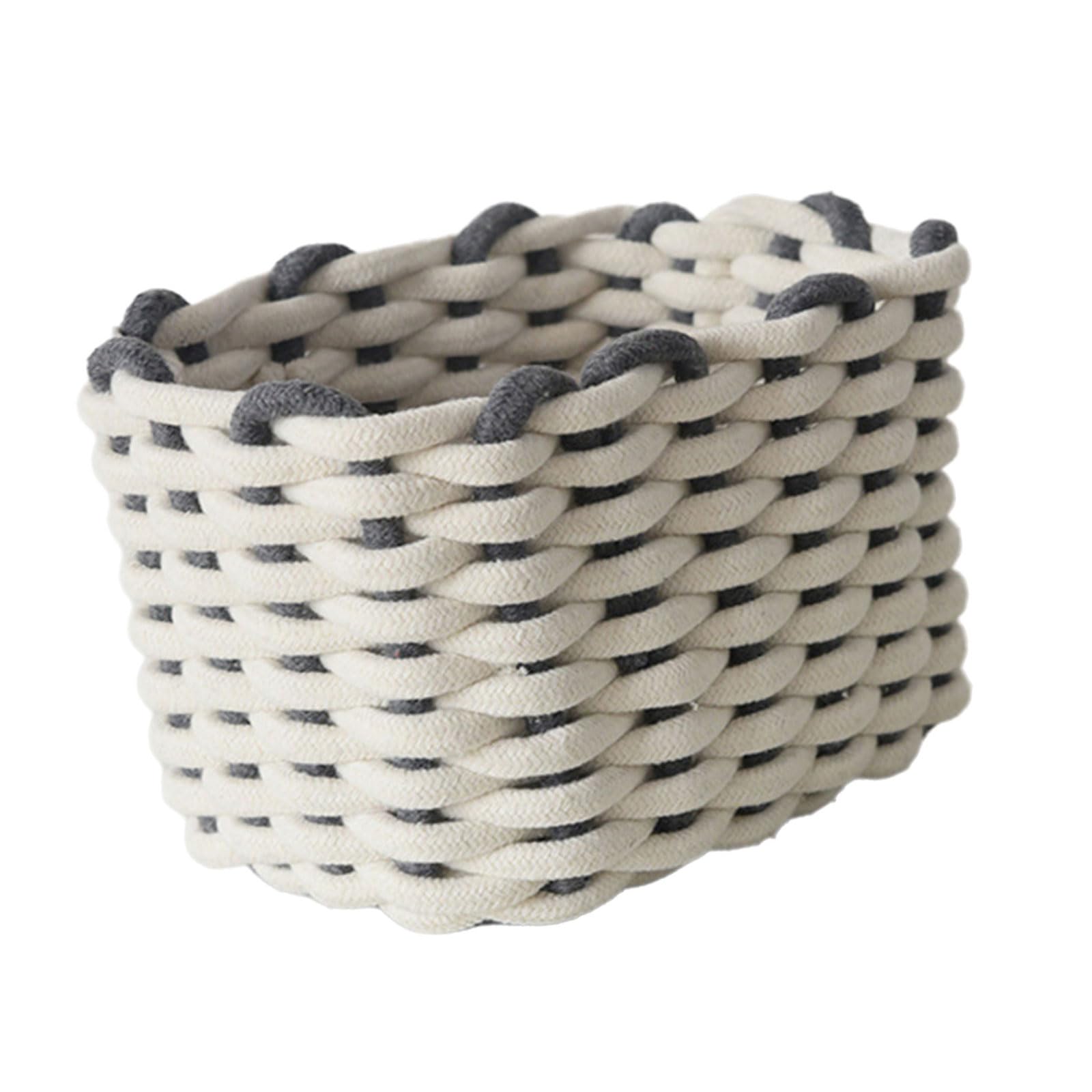 Tsophreniq Rope Woven Storage Basket Sturdy Cotton Rope Woven Storage Baskets for Toy Pillows and Daily Essential Handwoven Basket