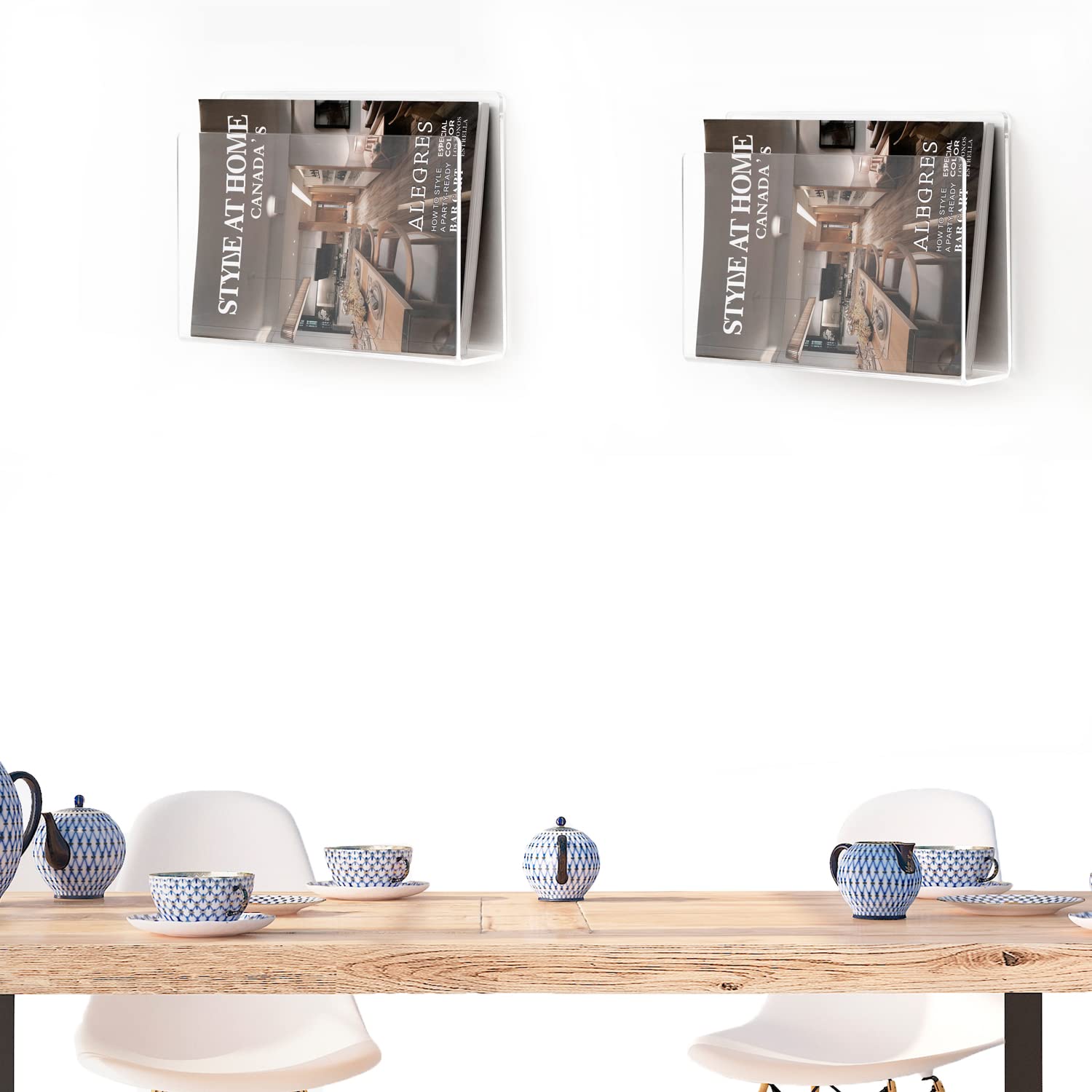 2 Stück Zeitschriftenhalter, Wandhalterung, transparentes Acryl-Zeitschriftenständer, Organizer, Ordner, Bücherregal, Aktenregal für Wartezimmer, Wohnzimmer, Büro, Zuhause
