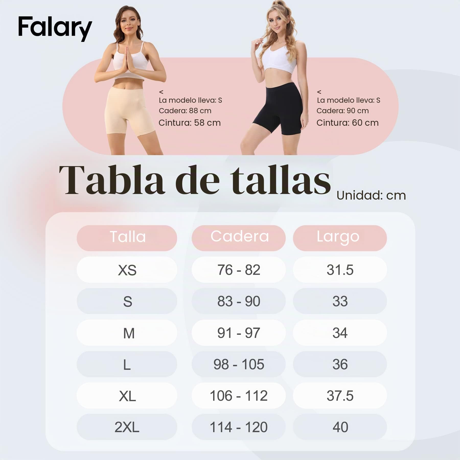 FALARY Legginsy damskie boxer pack 3 szt. czarny beż biały XS-2XL