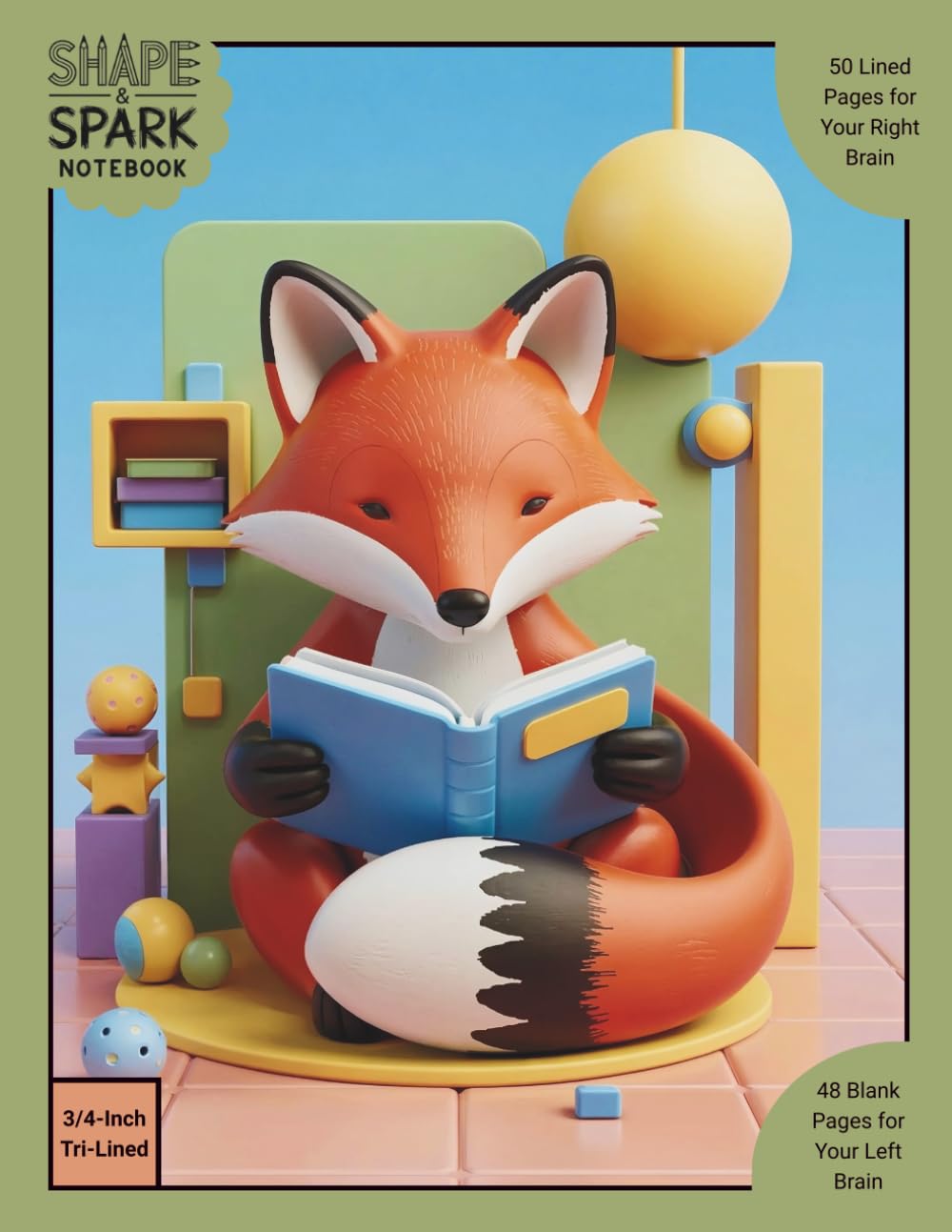 Shape & Spark Notebook: Alternating 3/4-Inch Tri-Lined and Blank Pages for Guided Handwriting Practice and Imaginative Thinking (Fox Reading)