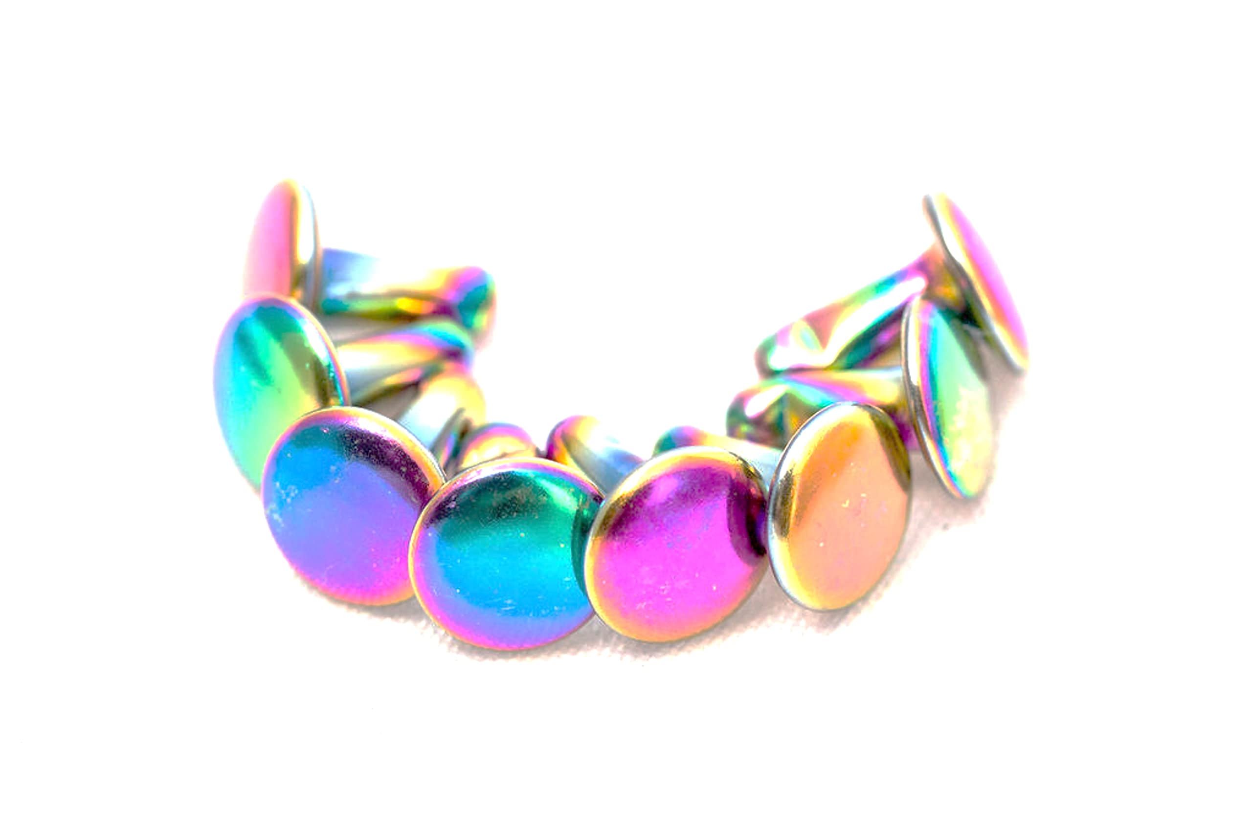 4mm, 6mm, 8mm Rainbow Double Cap Rivets, Metal Button Round, Rapid Rivet, Rivet Studs for Purse Bags Handbags Shoes Belts Leather Craft DIY (50pcs) (6mm)