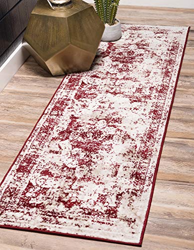 Unique Loom Sofia Collection Area Rug - Salle Garnier (2' x 6' 7" Runner, Burgundy/ Ivory)