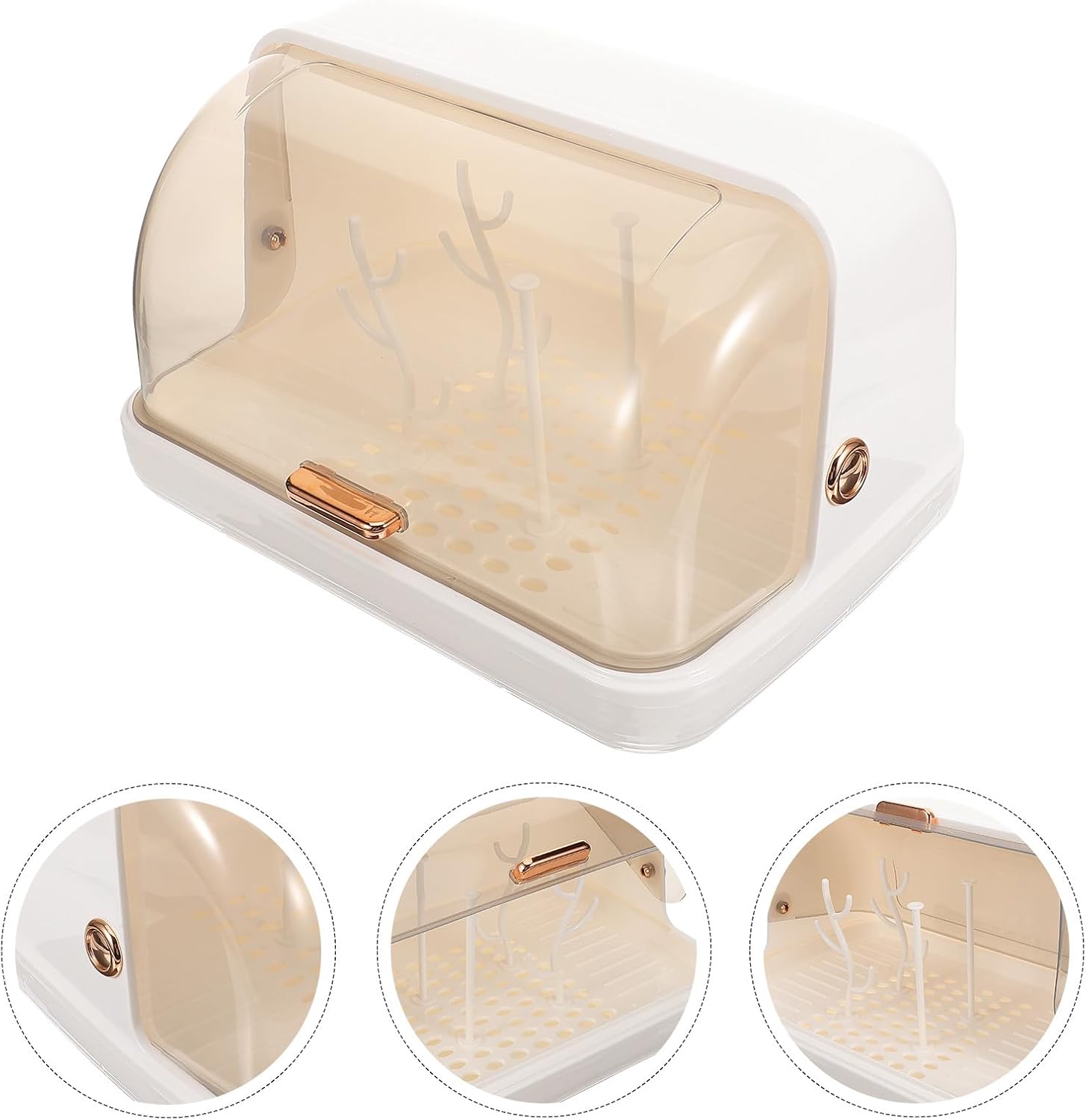Bottle Drying Rack Countertop Organizer White Medium Size Dustproof Bottle Holder for Home Use