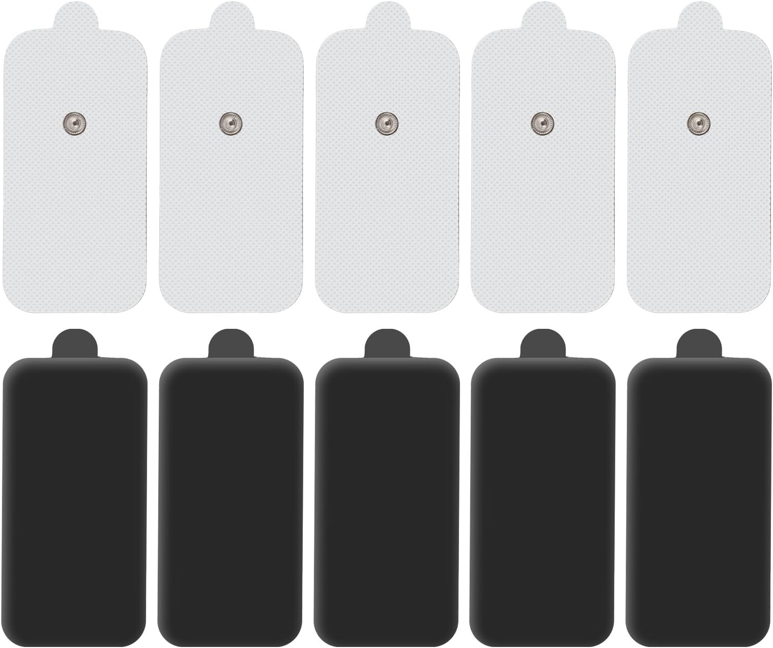 10 Pack Large 5x10cm Snap Electrode Pads, Reusable Self-Adhesive TENS Pads with 3.5mm Snap Connectors, White Replacement Pads