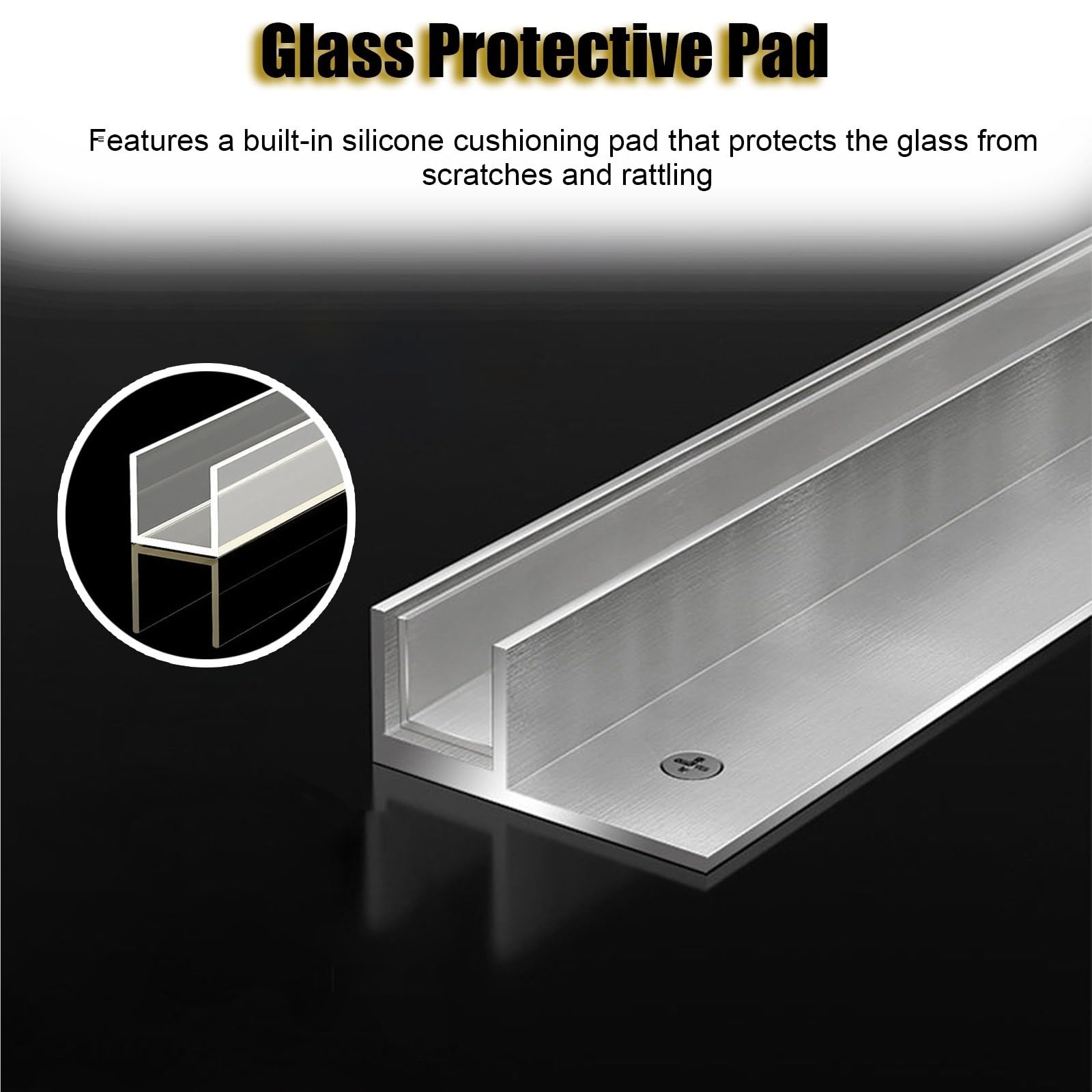 Puerta de ducha con canal F, ranura de perfil de acero inoxidable con sello integrado para uso en interiores y exteriores, canal de fijación de vidrio (12 mm, 1,9 m de longitud)