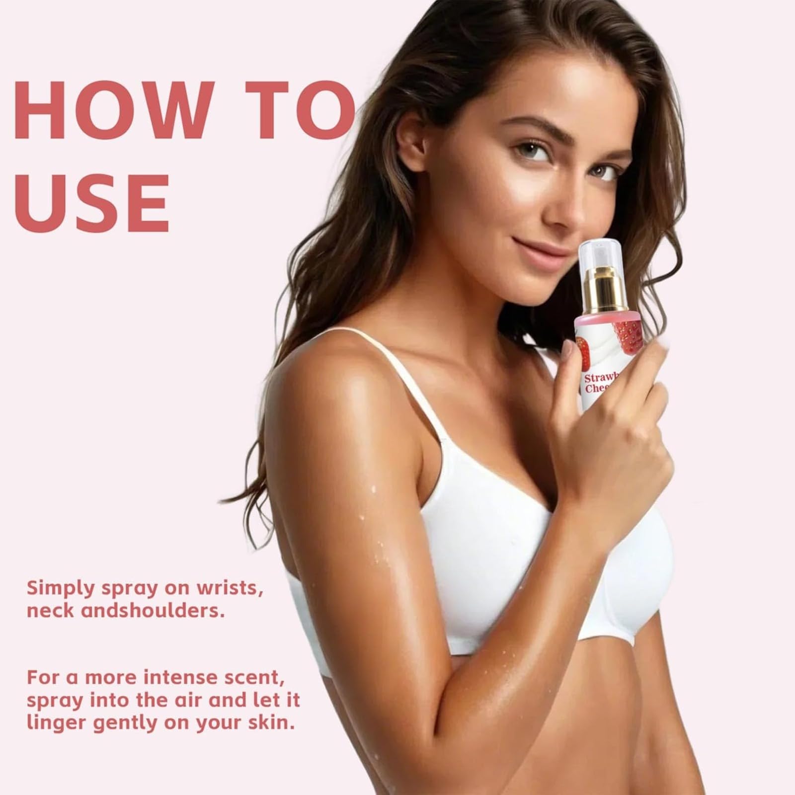 Strawberry Cheesecake Body Spray dla kobiet – trwała mgiełka perfumowana do włosów i skóry, zapach zapachowy, nawilżająca pielęgnacja ciała, 100 ml (4)