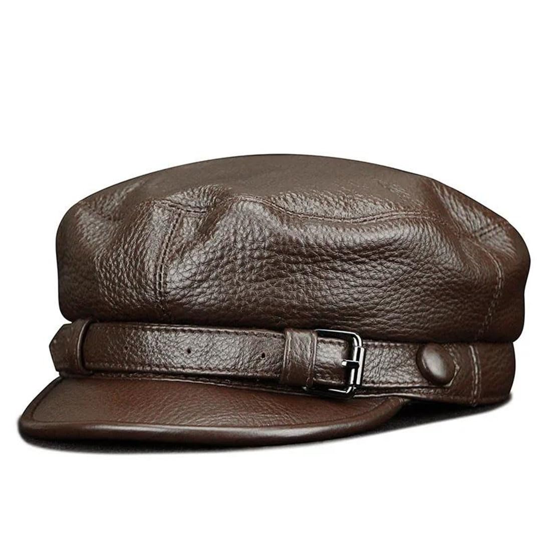 Sombrero retro de piel de vaca auténtica para hombre y mujer, estilo británico, gorra de periódico de grado superior, gorra de calle suave al tacto, marrón, 6 7/8/7
