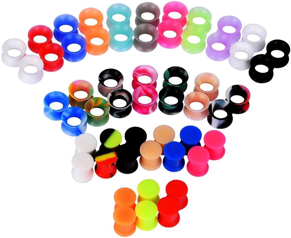 Stuppendux 54PCS Silicone Tunnels Ear Gauges Tunnels Plugs Stretchers Expander 2g-3/4