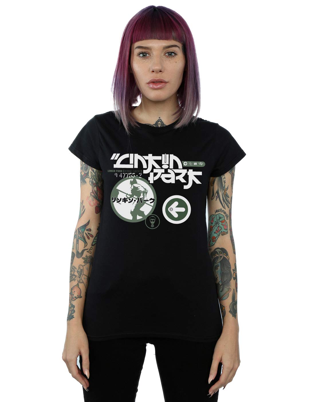 Absolute Cult Women's Black Linkin Park Jpn Soldier T-Shirt Small