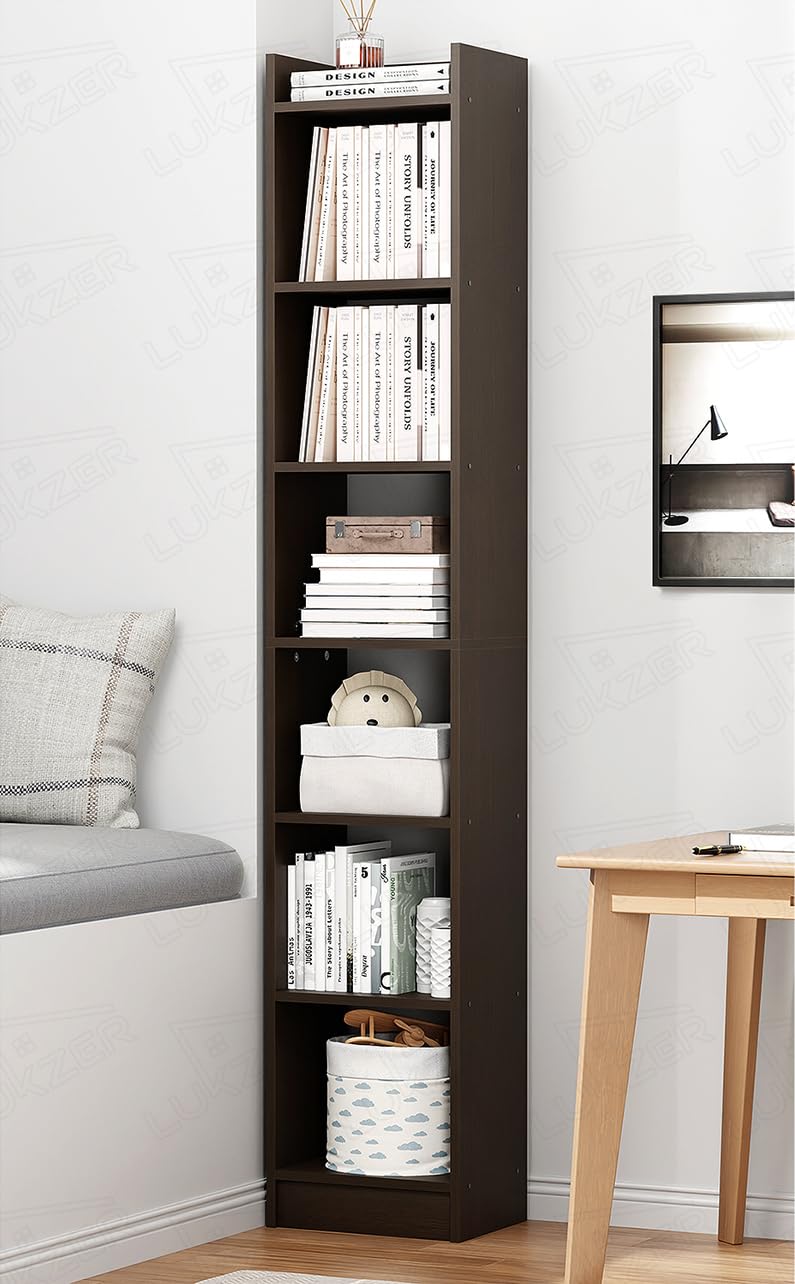 Lukzer 6 Layer Engineered Wood Bookshelf Multipurpose Home Decor Storage Rack Showcase Organizer for Living Room, Kitchen, Bedroom(MR-005/Wenge/180 x 33 x 24cm) DIY (Do It Yourself)