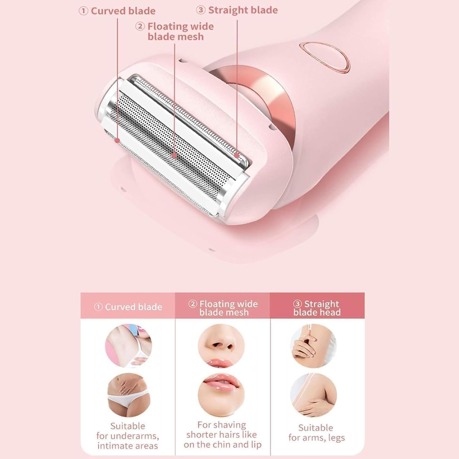 The Pro 3.0 Rasoio da donna, rasoio da donna, collezione rasoi 2 in 1 Wet Dry elettrico Lady Shaver, delicato sulla pelle, per gambe, braccia, ascelle, zona bikini (mix 2 pezzi)