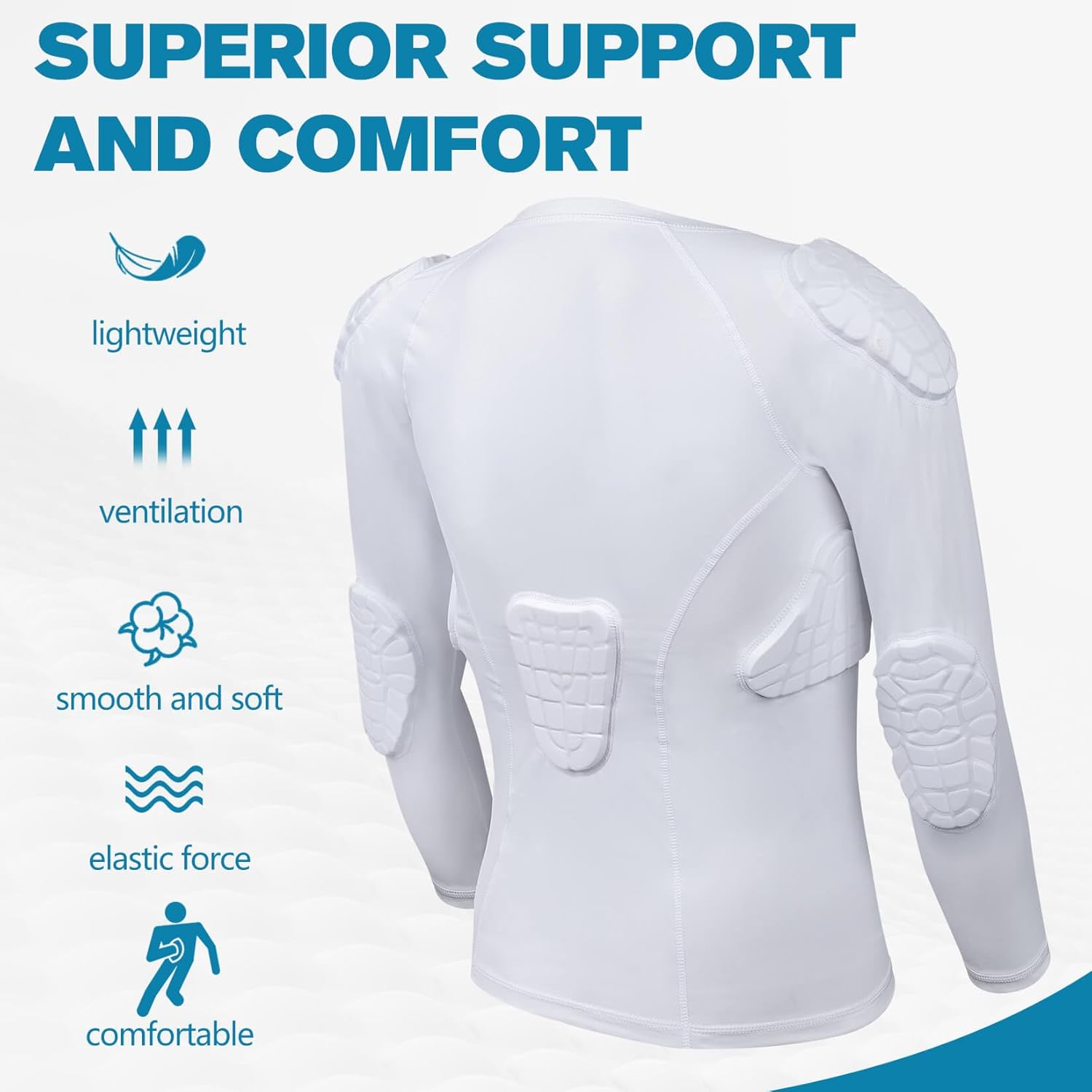 TUOY Youth Padded Chest Football Rib Protector Shirt for Baseball Martial Art Padded Compression Shirt Long Sleeve - Image 7