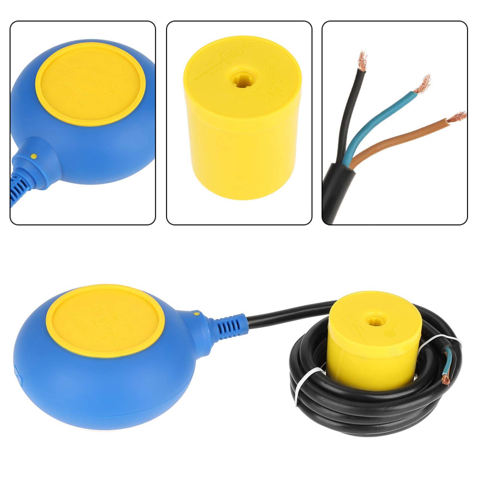 Interrupteur à Flotteur, Contrôleur de Liquide à Commutateur, Commutateur à Flotteur, contrôleur de Niveau d'eau Liquide, contacteur capteur 220 V 16 A 2 m pour Alimentation en Eau