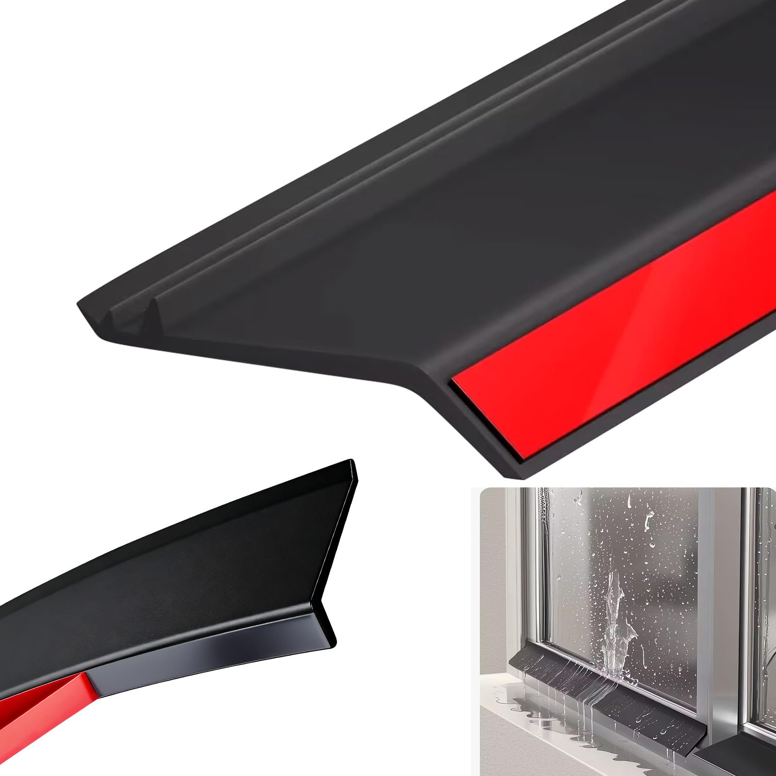 ACESOME Window Weather Bar, Self Adhesive Rubber Rain Deflector, Black Rain Drip Guard, Universal Weather Stripping for Windows, Doors, Cars (5.5cm×3m)
