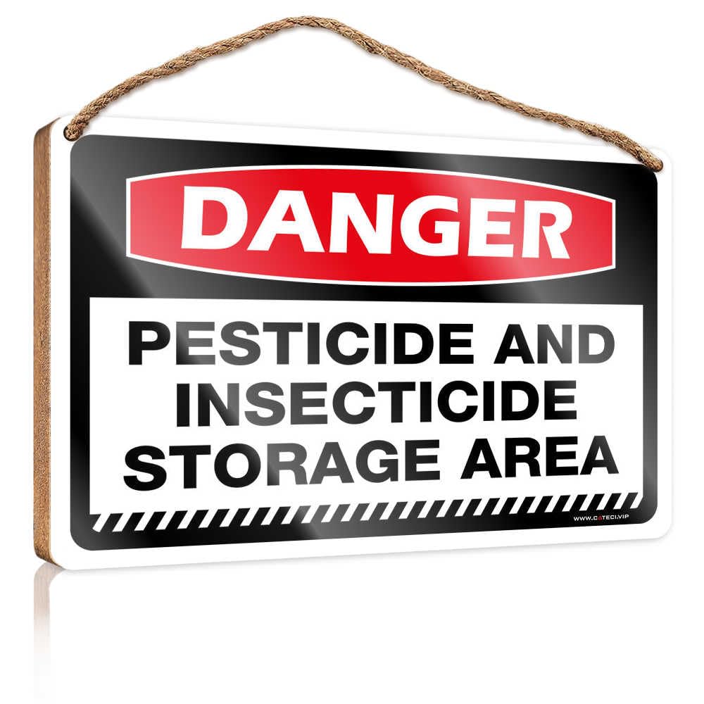 HMQW Farmhouse Bathroom Sign Danger Pesticide And Insecticide Storage Area Wooden Sign Farmhouse Decor For The Home Spring Door Decoratio(23X35CM)