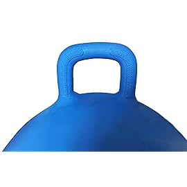 AppleRound Space Hopper Ball with Air Pump, 18in/45cm Diameter for Age 3-7, Kangaroo Bouncer, Hippity Hoppity Hopball for Children, Sit-on Bouncy Ball with Handle, Plain Color (Blue)