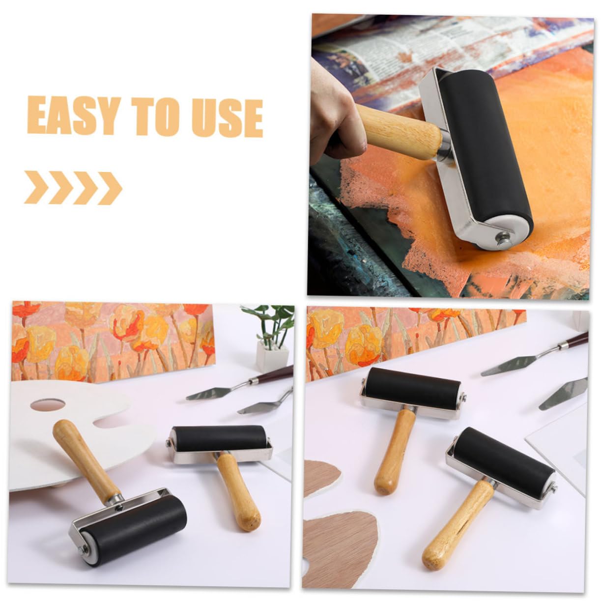 4 Piezas Rodillo de Plástico para Estampado de Herramienta de Pintura Multi Funcional Ligero y Duradero para y Aplicación de Tinta