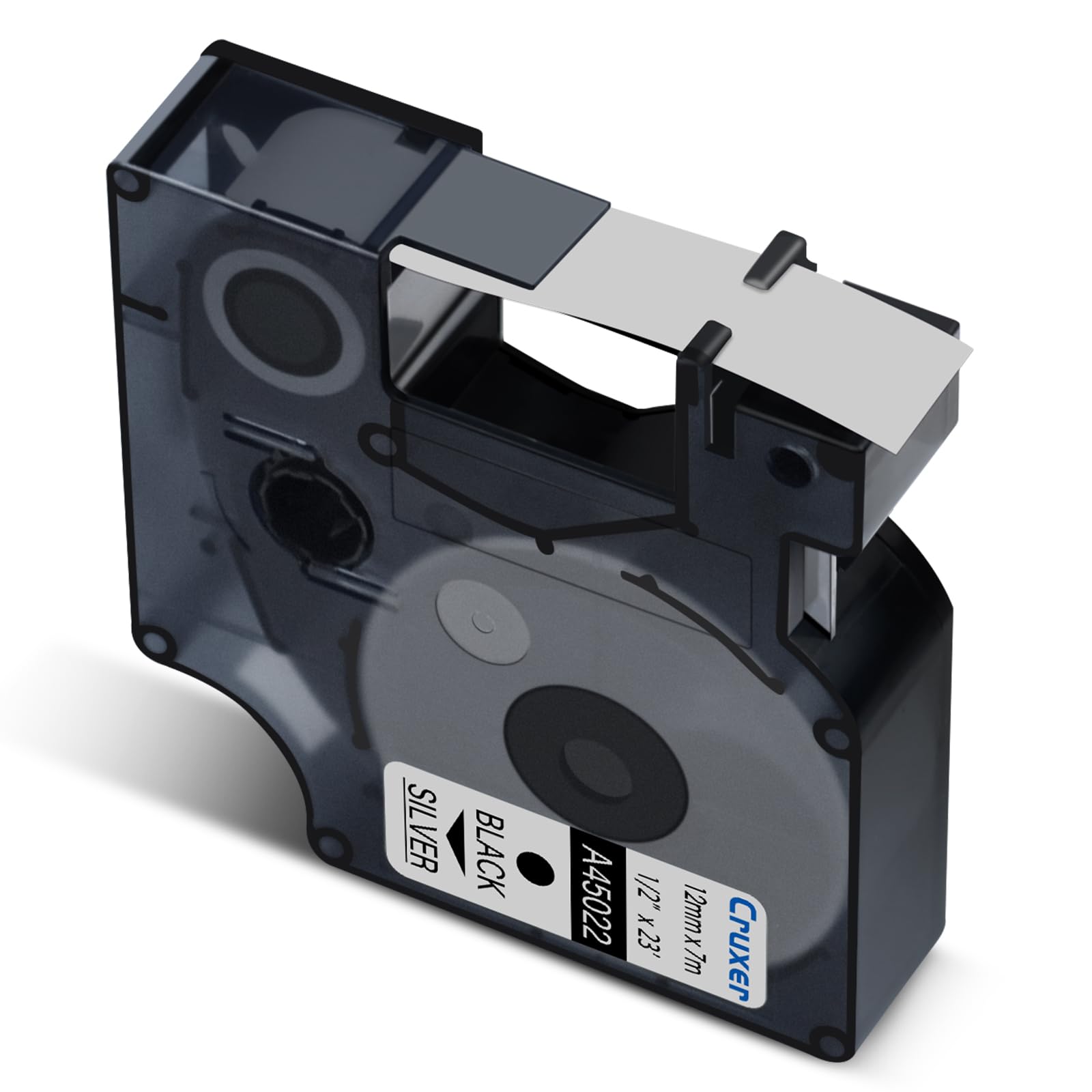 Cruxer Pack de 40 cintas de etiquetas compatibles con Dymo D1 45022 S0720620 A45022, negro sobre plata, 12 mm x 7 m, repuesto para Dymo LabelManager 160 210D 500TS Labelpoint 100 350 Labelwriter DUO
