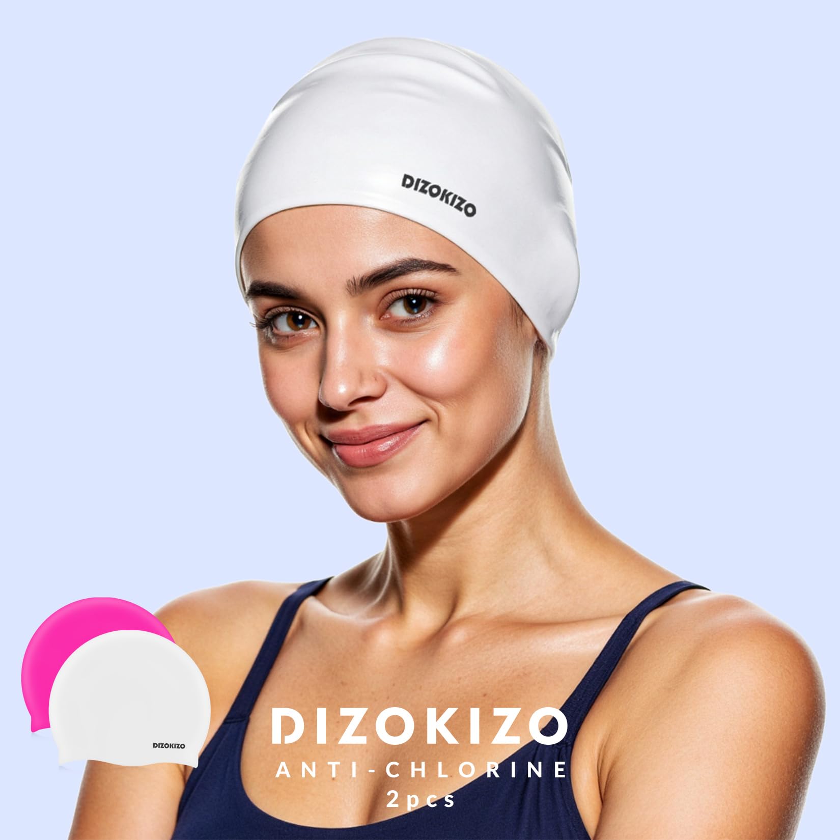 Bonnet De Bain Silicone Enfant Lot De 2 - Élastique, Anti-dérapant, Imperméable - Pour Filles Et Garçons 6-14 Ans - 8