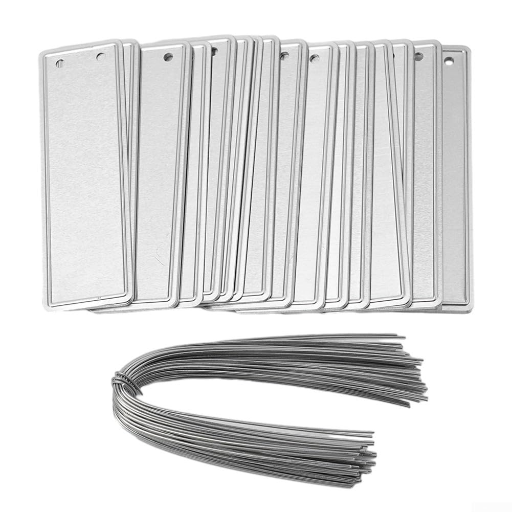 50 Pack Aluminium Plant Labels Double Sided Metal Tags With Pre-Cut Iron Wires Waterproof Tree ID Markers For Outdoor Garden